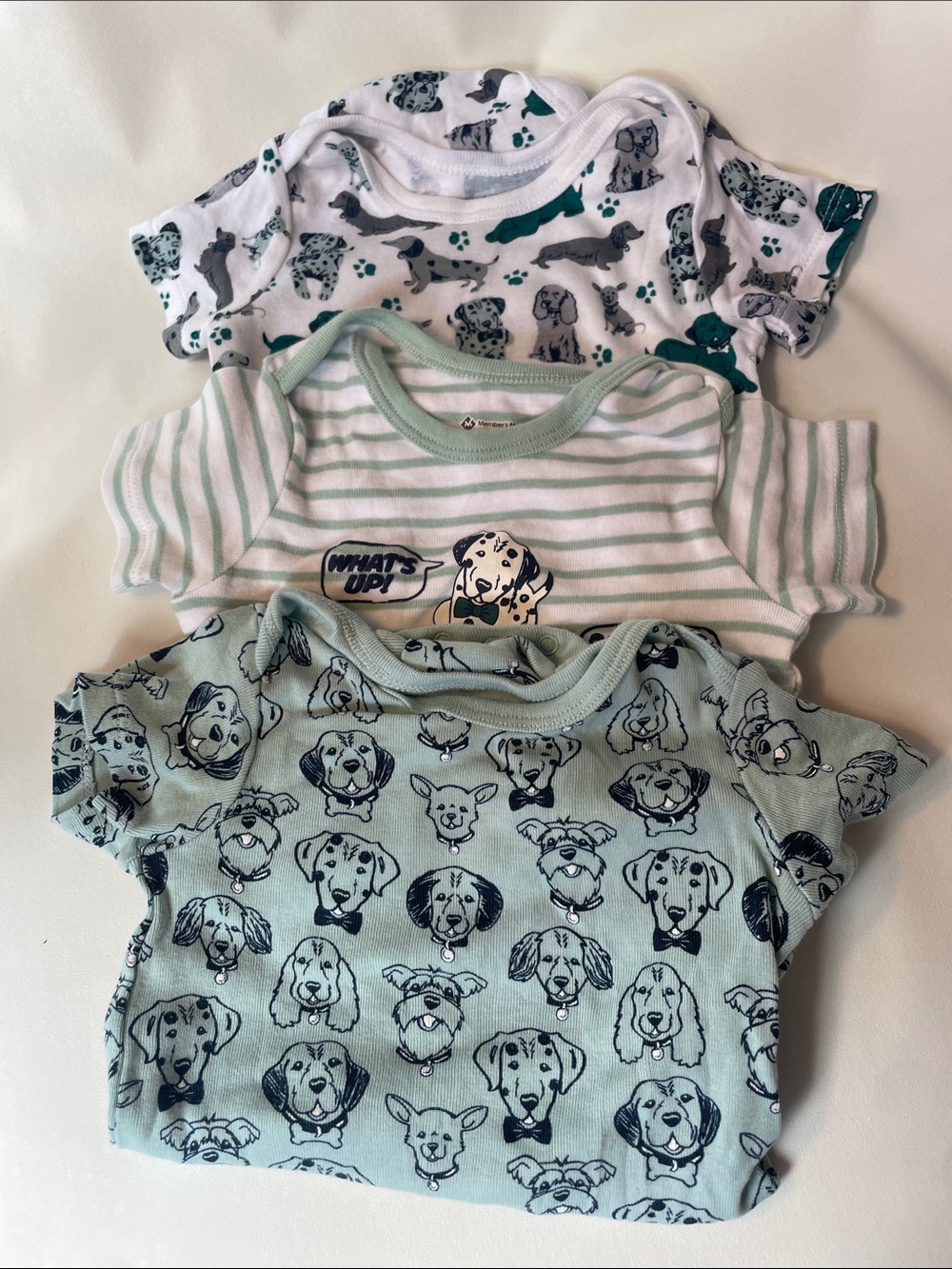 Toddler Short Sleeve Dog Print Pajama Tops - Mint Green & White